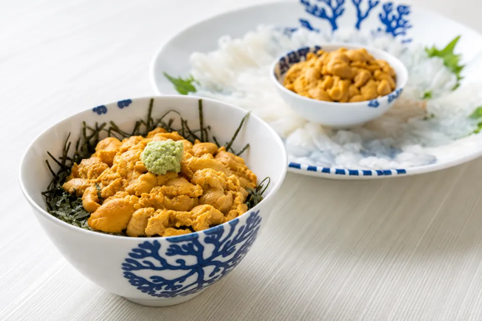 天草プリンスホテルの春のウニ料理例