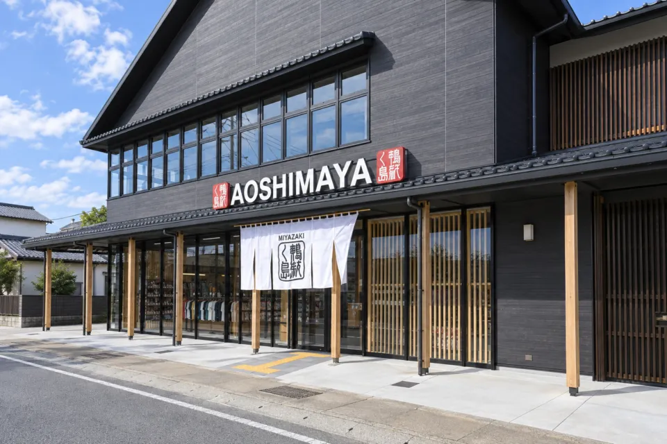 青島屋レストランの建物の正面入口