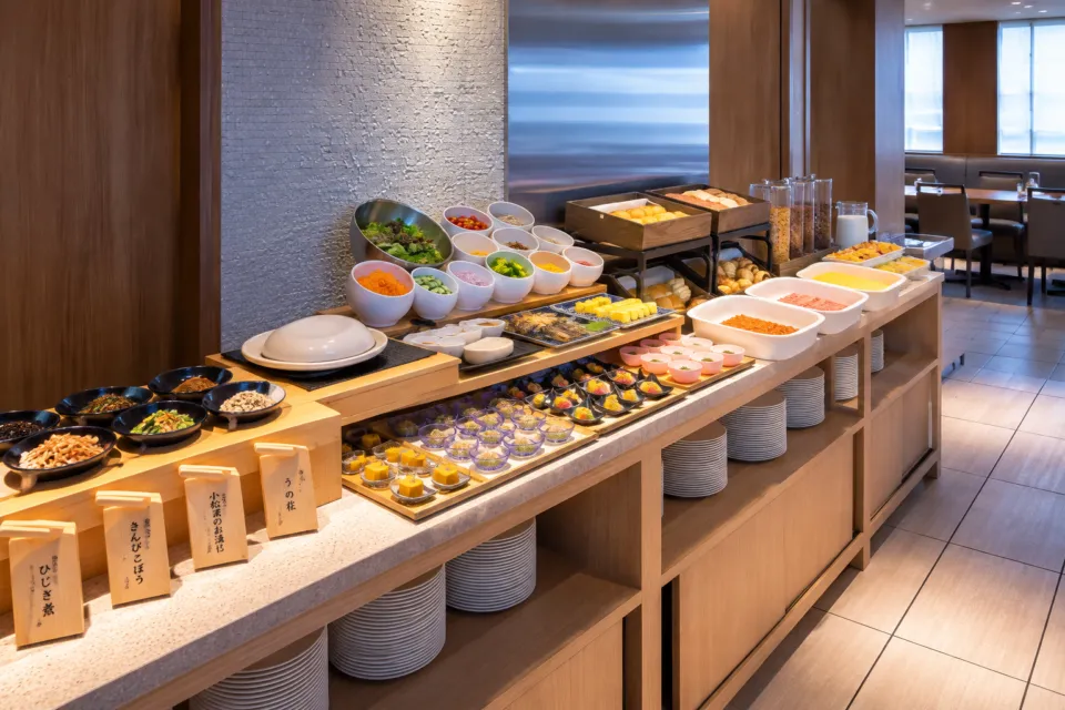 浅草東武ホテルの朝食ブッフェ台