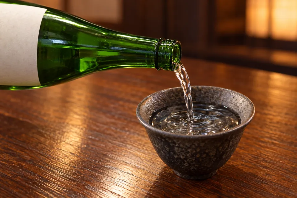 美食や やま信の〆張鶴の注ぎ酒