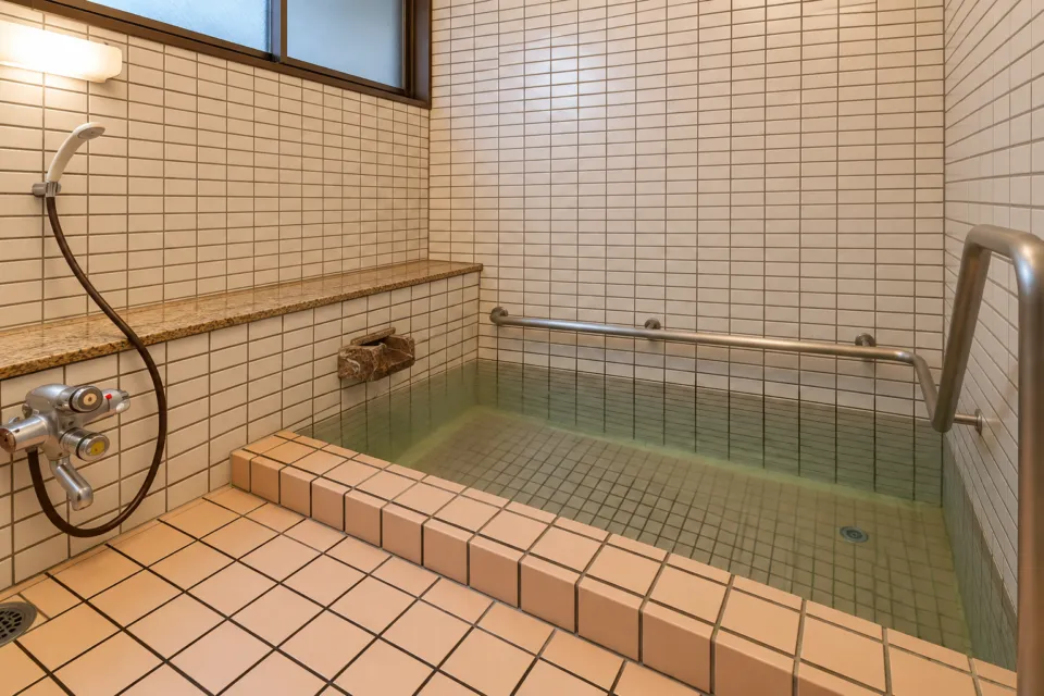 越後のお宿 いなもとの手すり付き貸切風呂