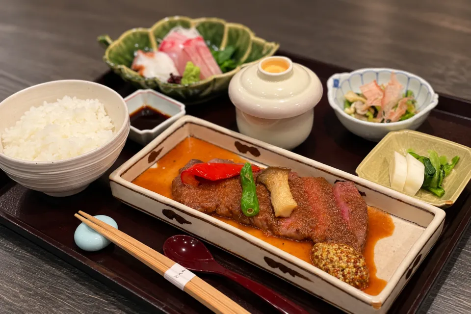 越前がに・旬のお料理 らでんの和牛ステーキ御膳