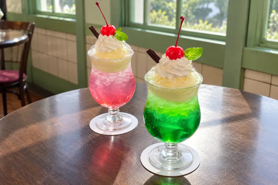 藤田記念庭園 大正浪漫喫茶室のクリームソーダ