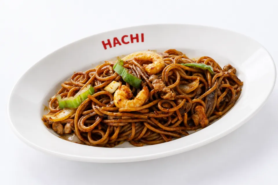 HACHI仙台本店の海老やピーマンを炒めたジャポリタン