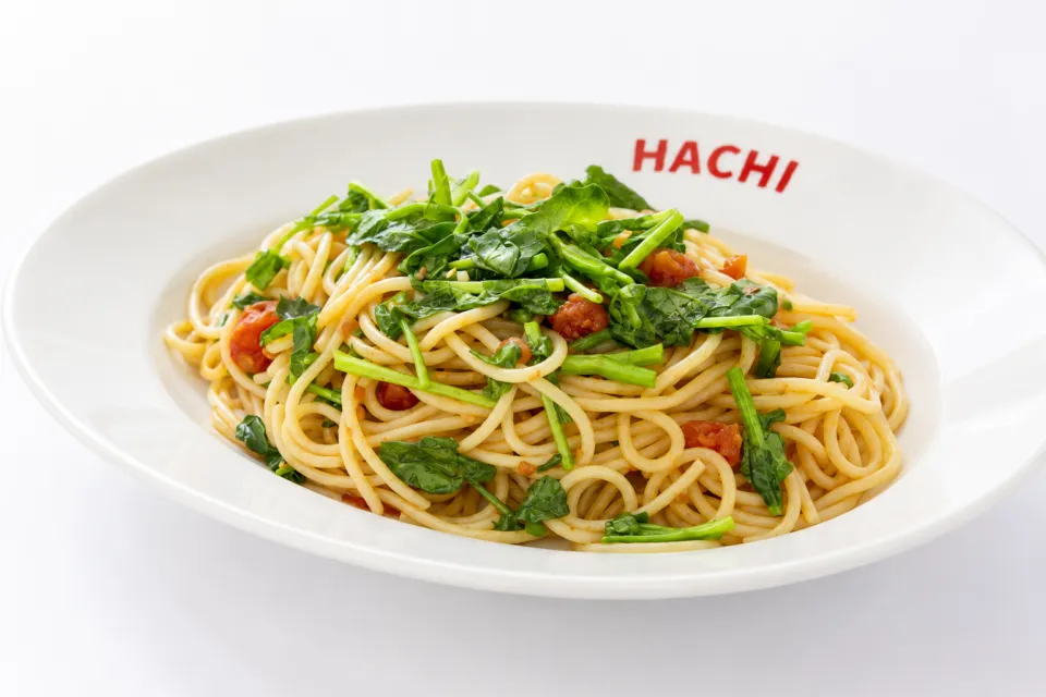 HACHI仙台本店のクレソンを添えたスパゲッティ