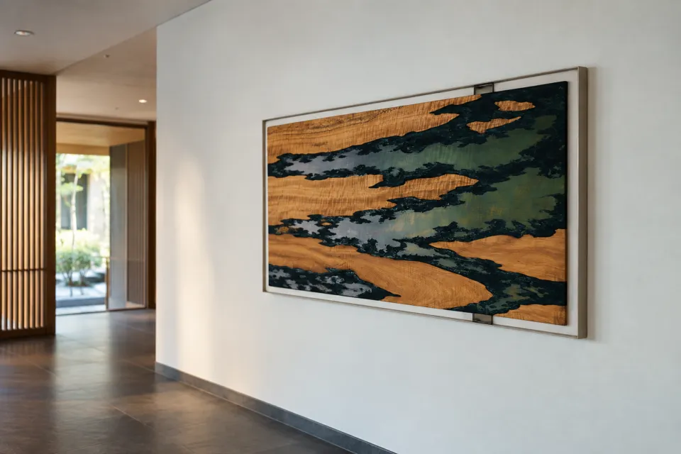 花紫のアートを展示した館内