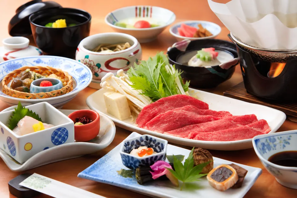 宝生閣の飛騨牛しゃぶしゃぶの食事