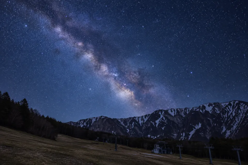 ホテル大山しろがねの周辺で望む大山の星空