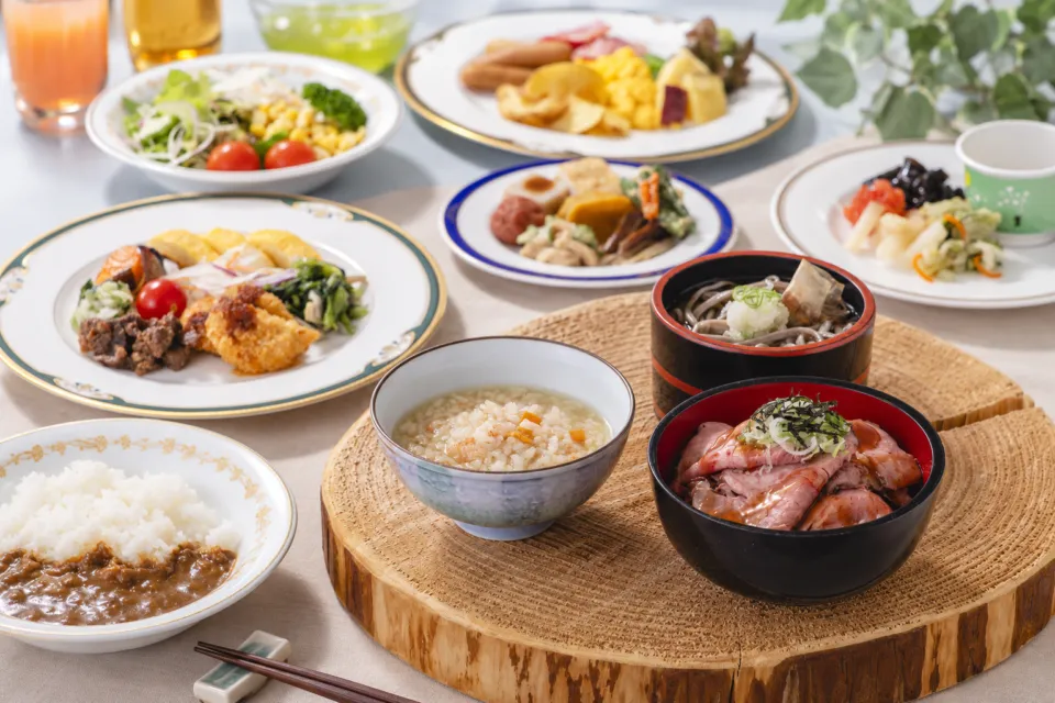 ホテルフジタ福井の朝食の料理の盛り合わせ