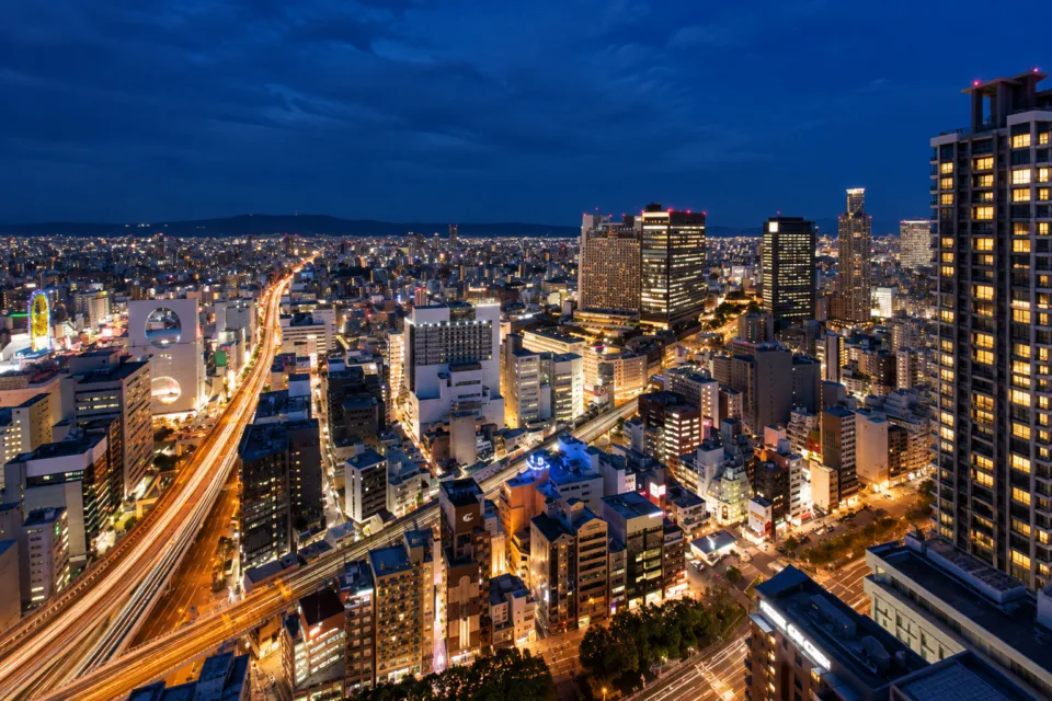 ホテルモントレ グラスミア大阪のホテルから望む大阪市街の夜景
