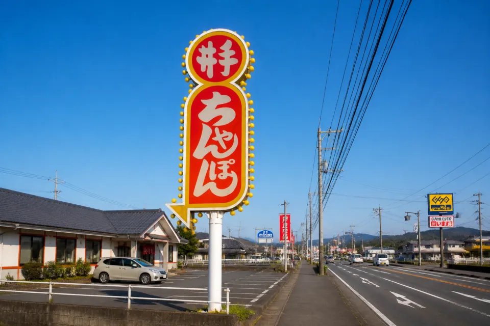 井手ちゃんぽん 本店のロードサイド看板