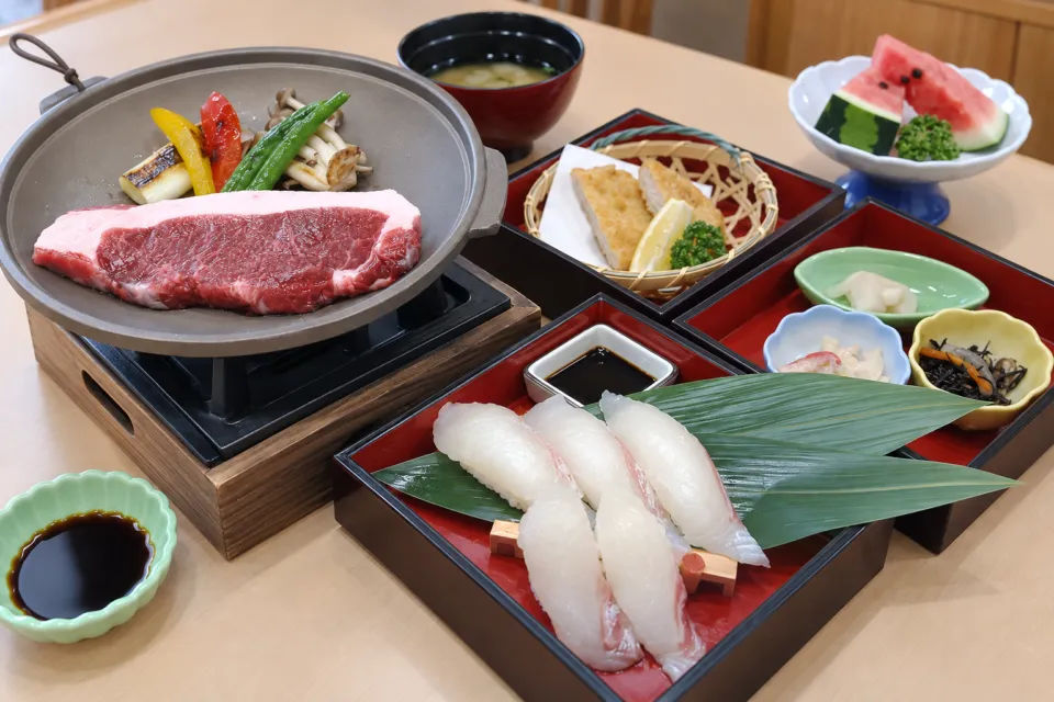 いきいき館レストランの愛媛甘とろ豚ステーキ御膳