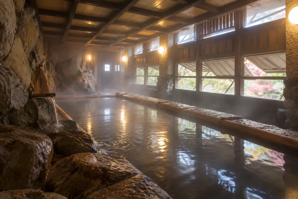 いこい旅館の湯けむりに包まれた蘇の湯
