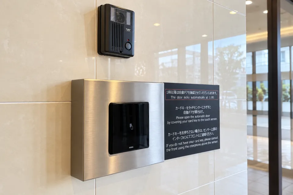 JRクレメントイン姫路の夜間入館用カードキー読取機