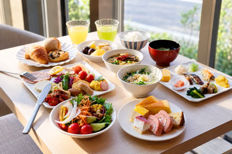 JR九州ホテル ブラッサム博多中央の朝食ブッフェの料理例