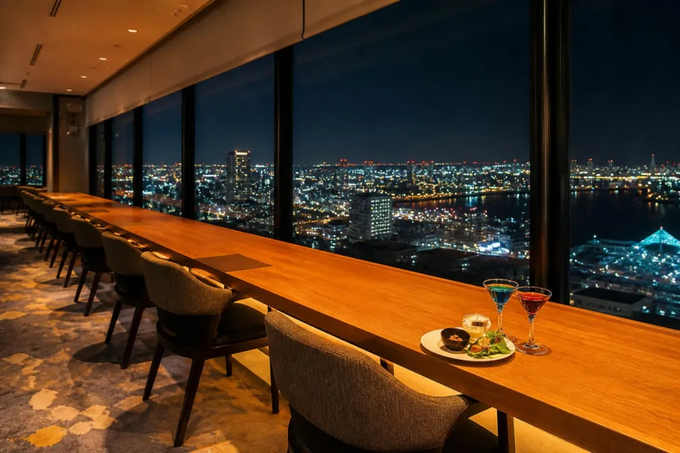 神戸ポートピアホテルの夜景を望むレストラン