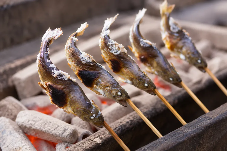 観光旅館 久保治の炭火で焼く川魚