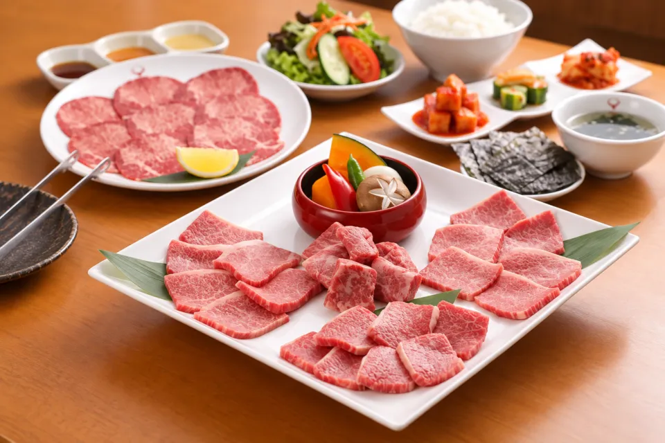 食道楽 松江駅南店の焼肉盛り合わせ