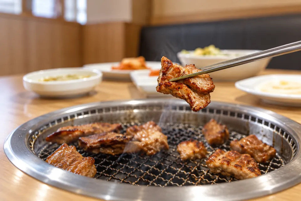 食道楽 松江駅南店の網で焼いた牛肉
