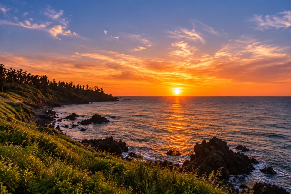 休暇村越前三国の日本海の夕景