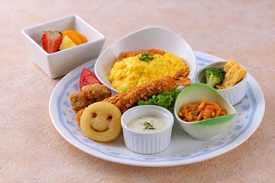 休暇村妙高の子ども向けの料理を盛り付けたプレート
