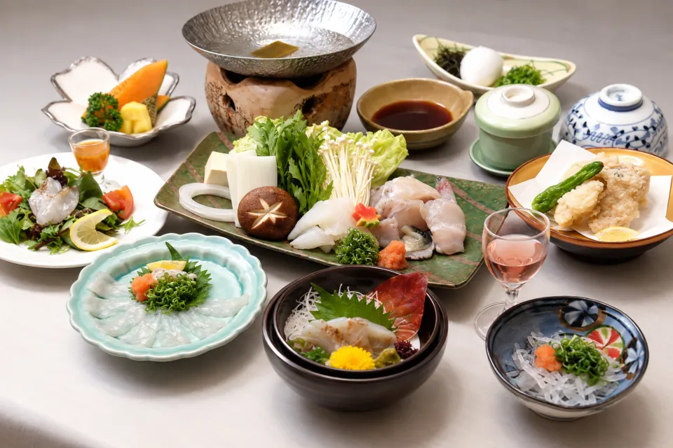 松葉寿司のふぐ料理を組み合わせた会席