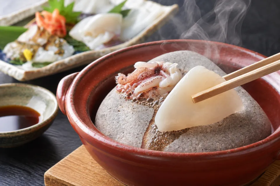 三朝薬師の湯 万翆楼の海鮮石焼