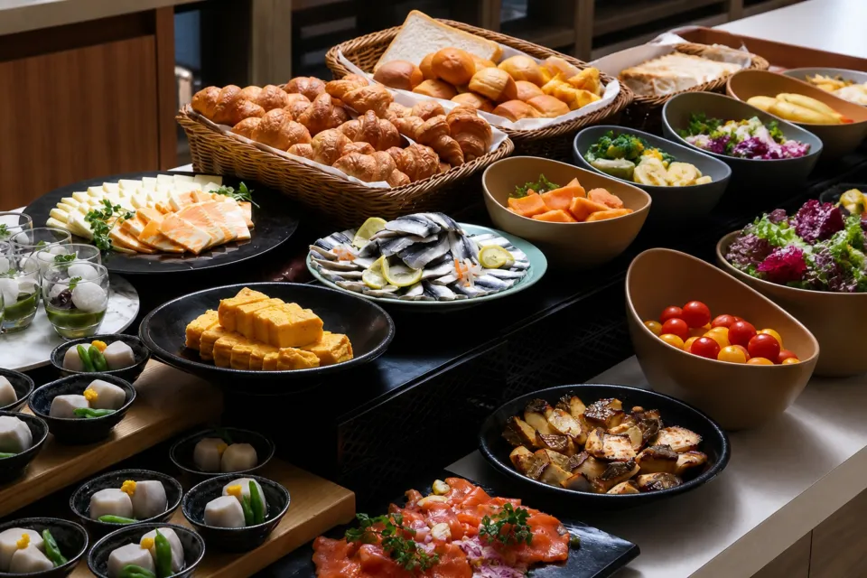 三井ガーデンホテル岡山の朝食ビュッフェ台