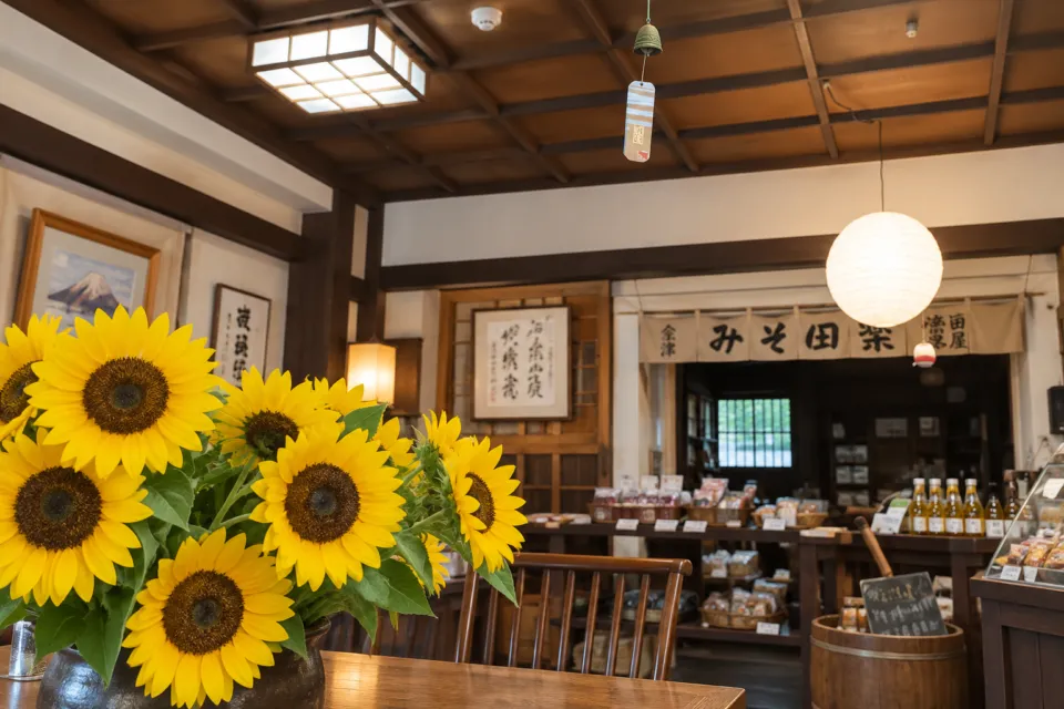 満田屋の花が飾られた店内