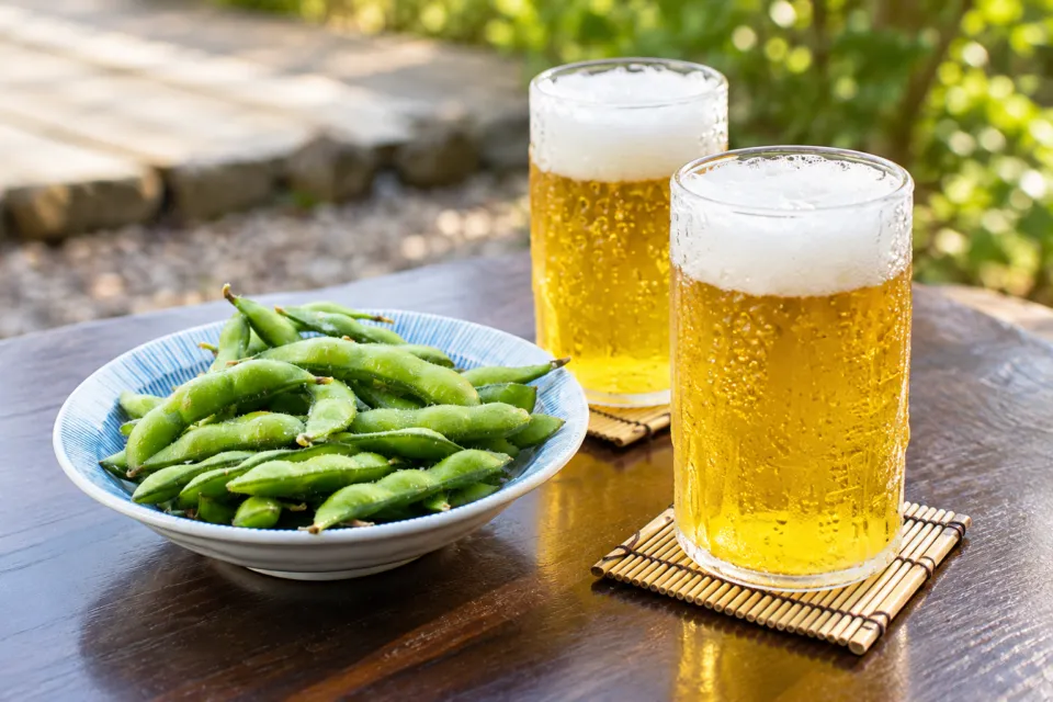 長瀞屋の生ビールと枝豆