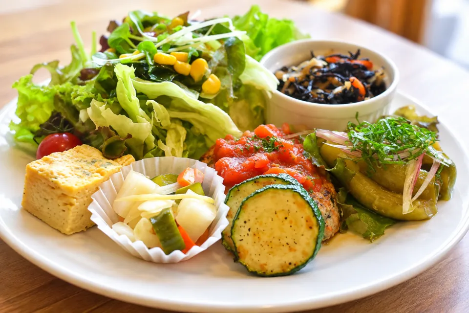 ナチュラルグレースの野菜を盛り付けた皿料理