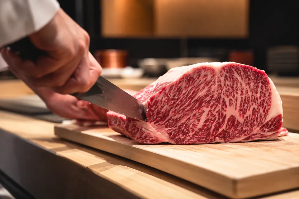 近江肉 こまきちの近江牛の原肉と包丁