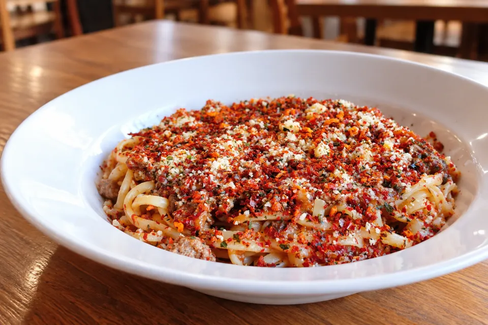 パスタ食堂アントロワの城下ミートソースの生パスタ