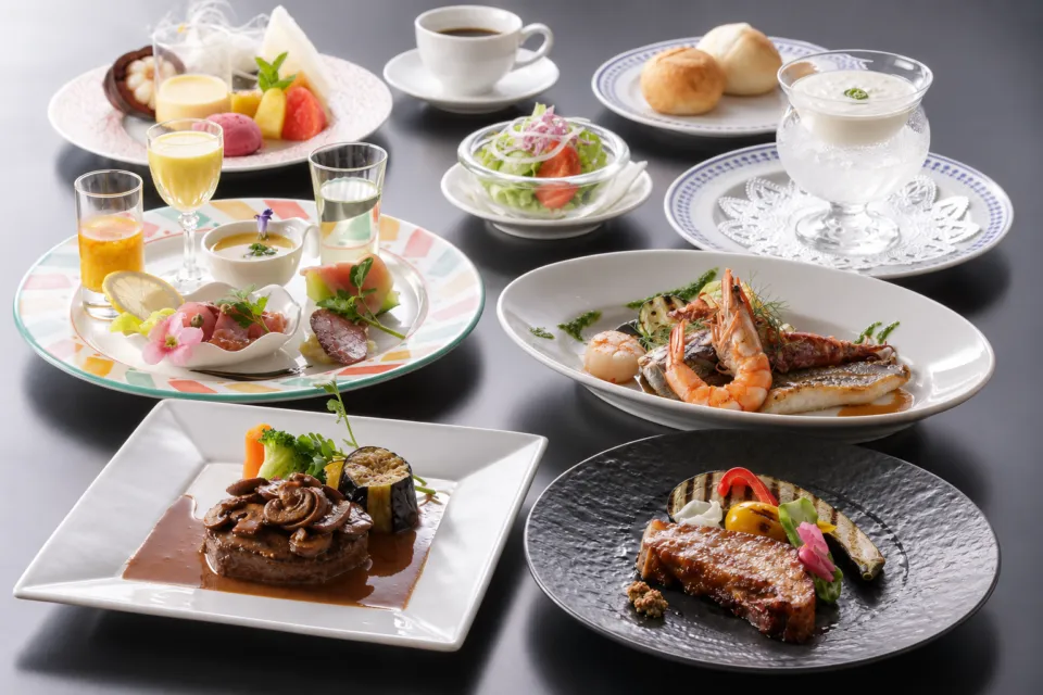 レストランあさひやの地元食材を生かしたフランス料理のコース