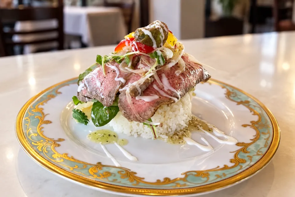 レストラン＆カフェ浪漫座の佐賀牛ローストビーフのシシリアンライス