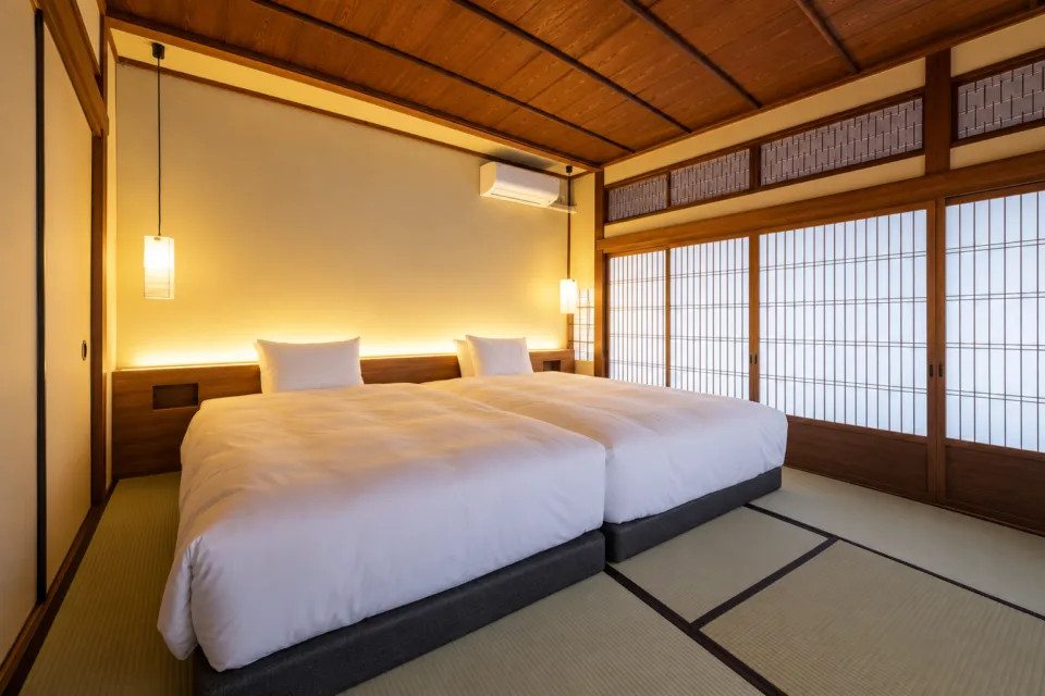 Ryokan 尾道西山の梅の間の寝室