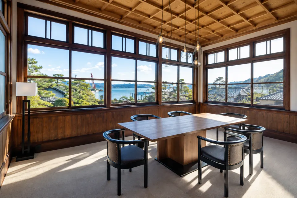 Ryokan 尾道西山の朝日の間の居間