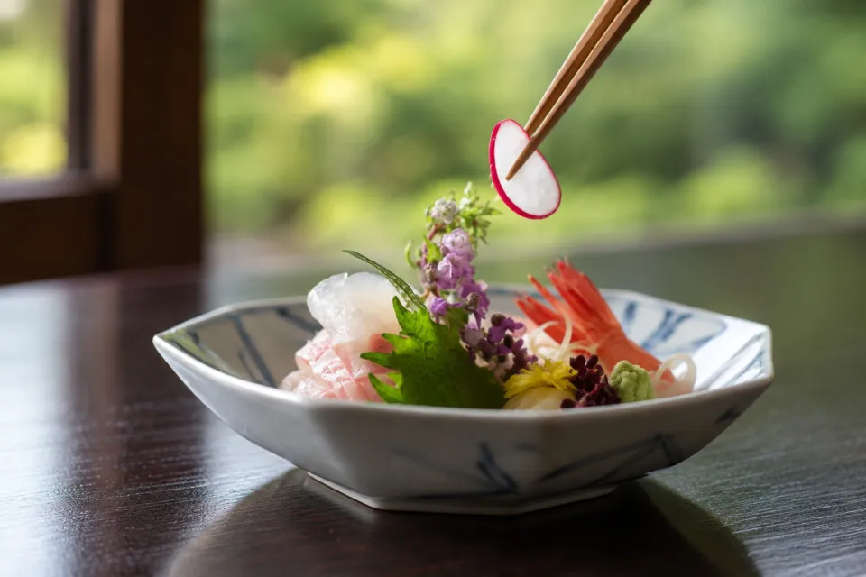 料亭 穂濤の刺身の盛り付け