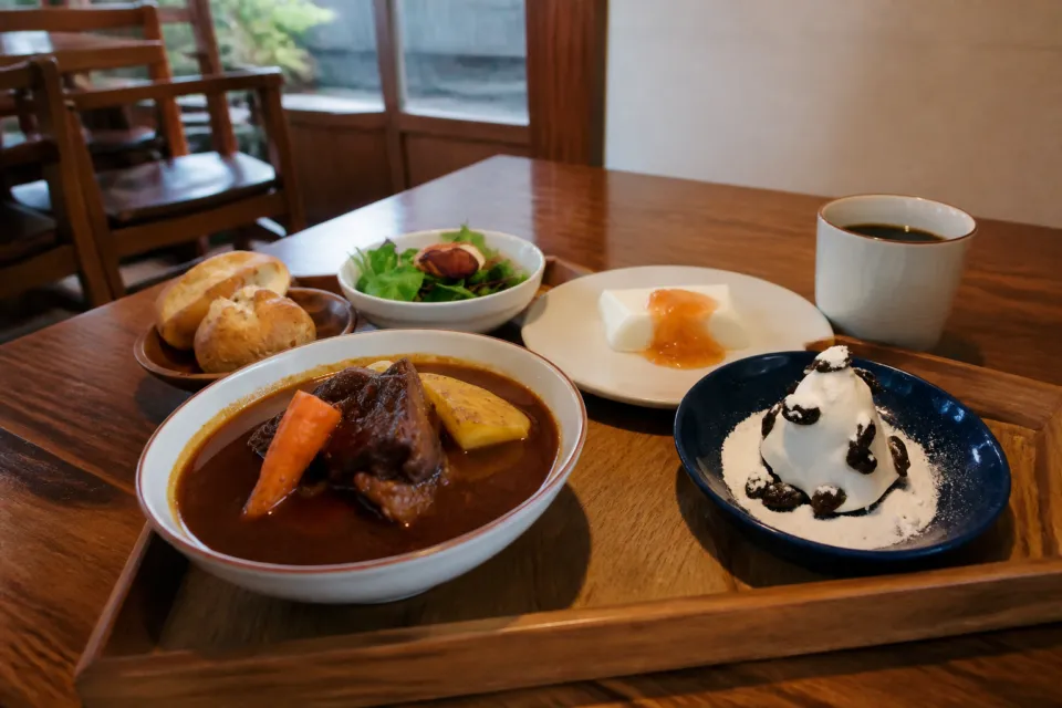 茶房 天井棧敷のビーフシチューとデザートのセット