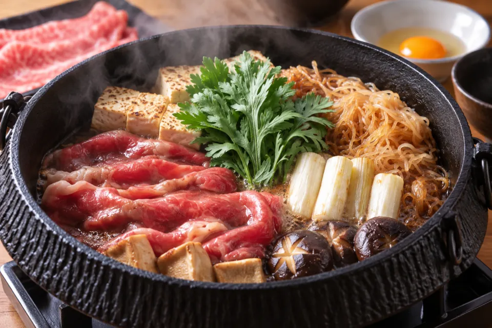 佐賀牛炭火焼肉 佐が家 武雄本店の肉と野菜のすき焼き鍋