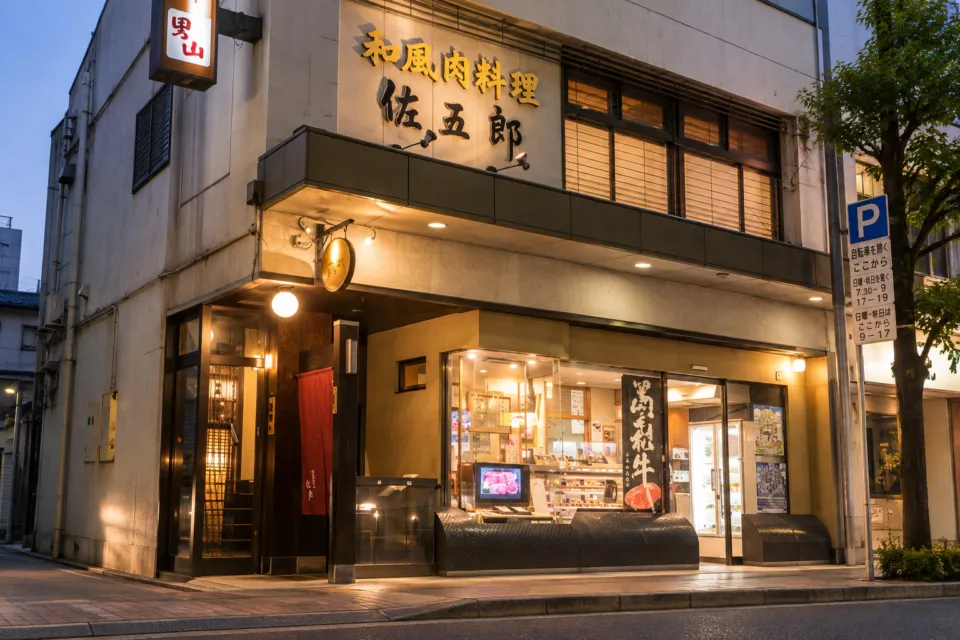 和風肉料理 佐五郎の通りに面した店舗外観
