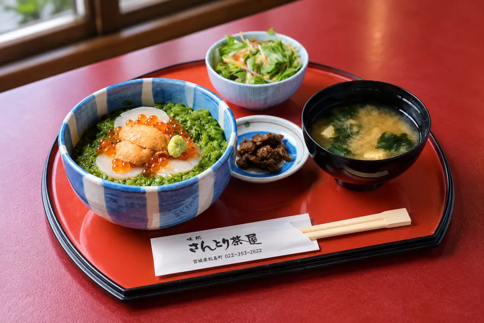 さんとり茶屋の三陸めかぶ丼の食事セット