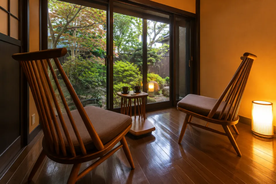 SEKIYA RESORT 別邸 はる樹の庭を望む休憩スペース