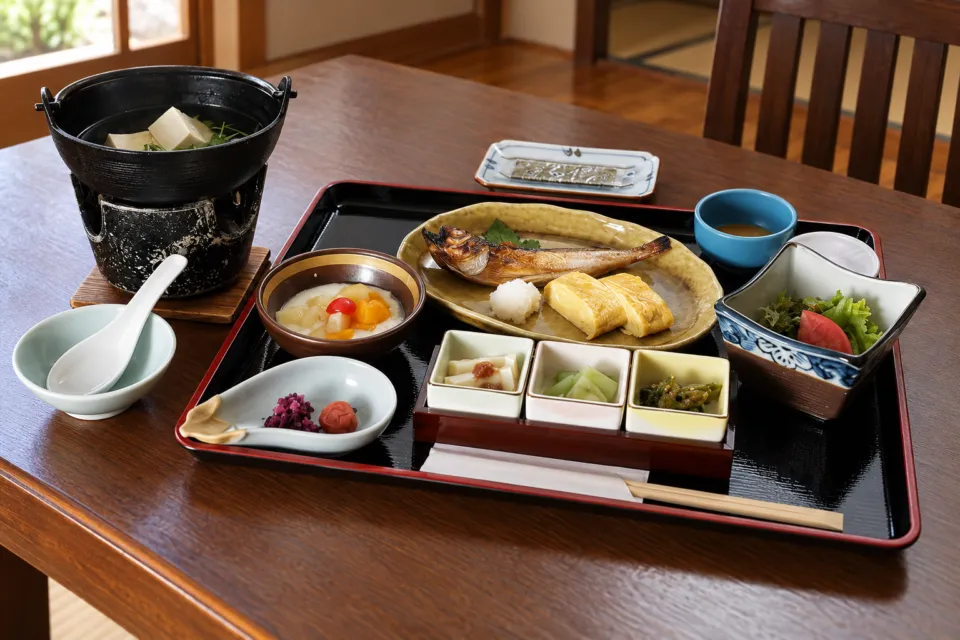 千丈温泉 清流の朝食の膳