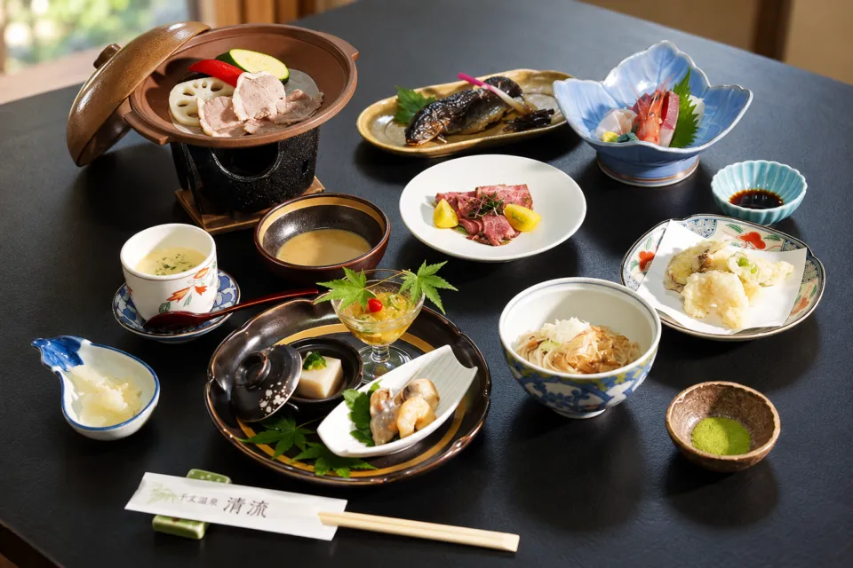 千丈温泉 清流の地元食材を使った夕食