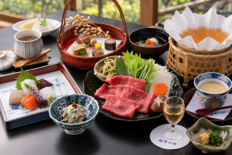椎葉山荘の椎葉会席の料理