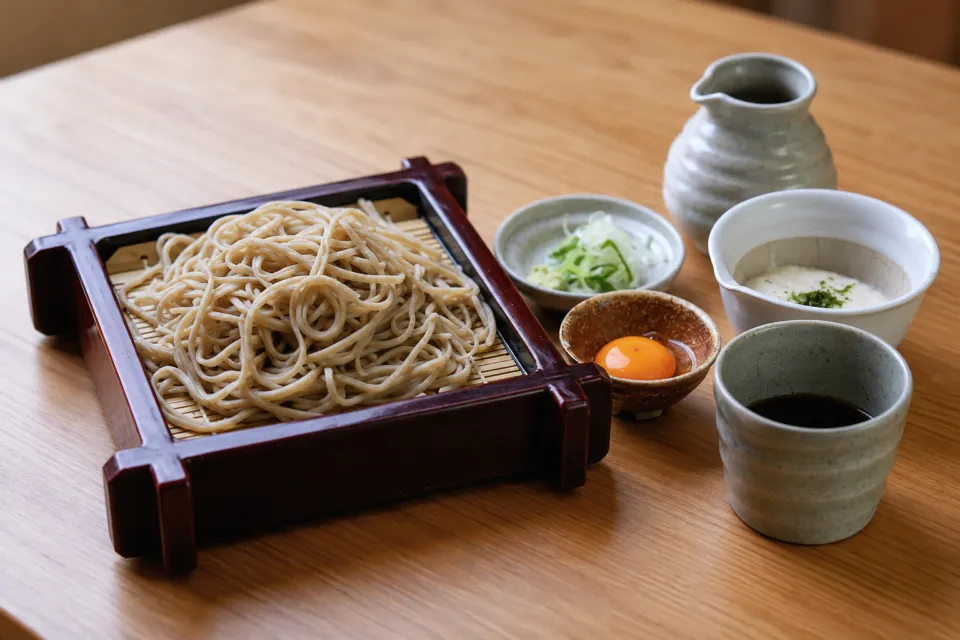 しんばしのとろろ付きの冷たいそば