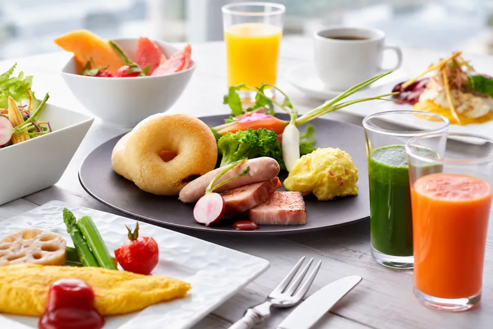 白良荘グランドホテルの朝食ブッフェの料理