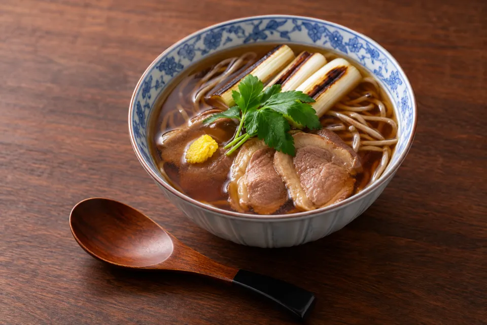 そば処庄司屋 本店の鴨肉とねぎをのせた温かいそば