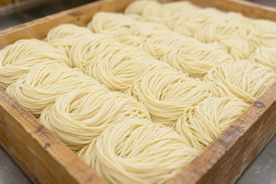 食堂やまとの調理前の麺